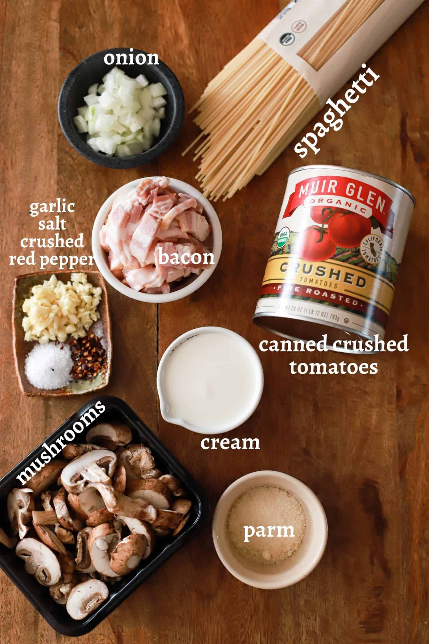 Creamy Mushroom Pasta Ingredients
