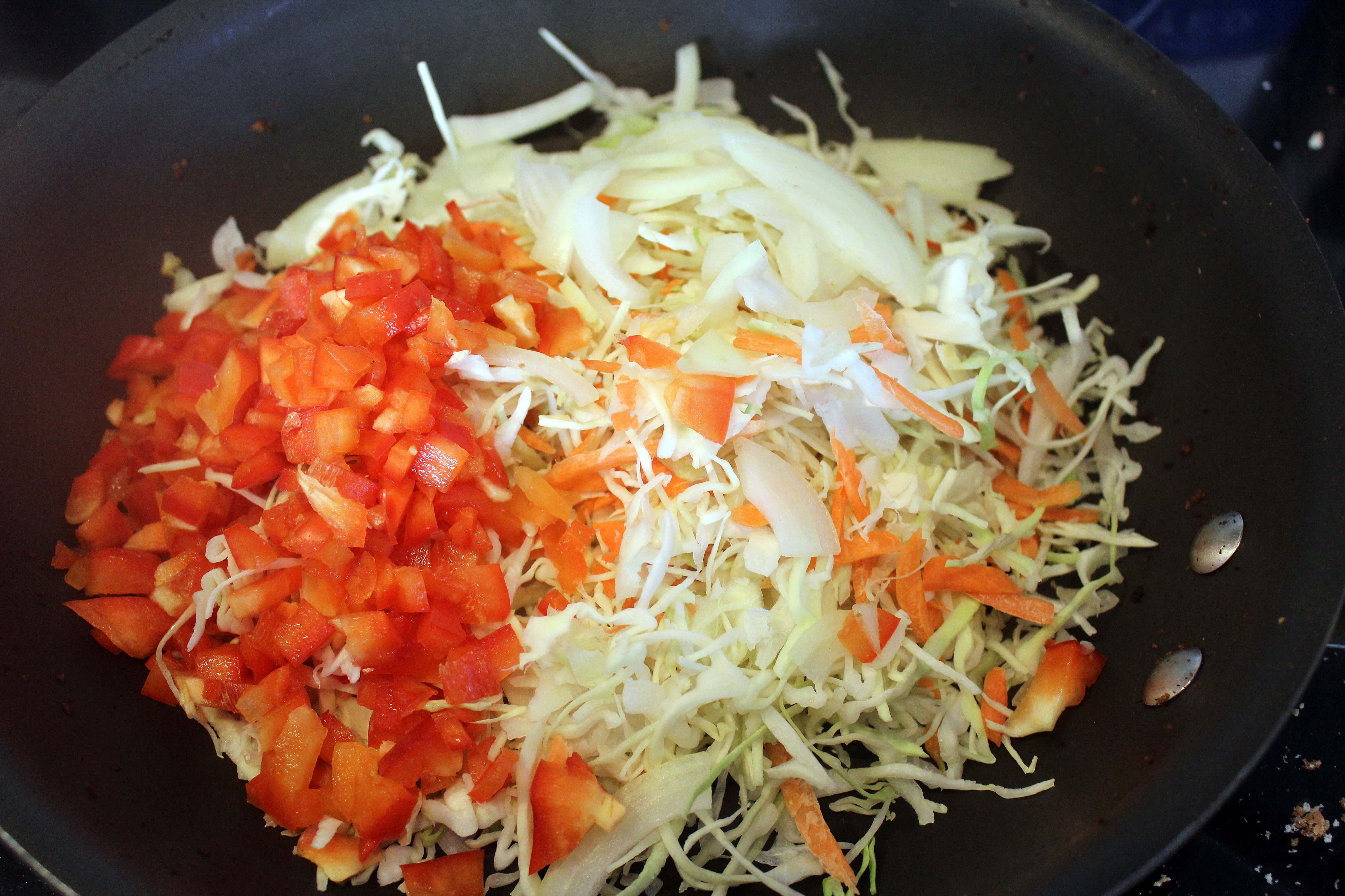 Add veggies to the pan