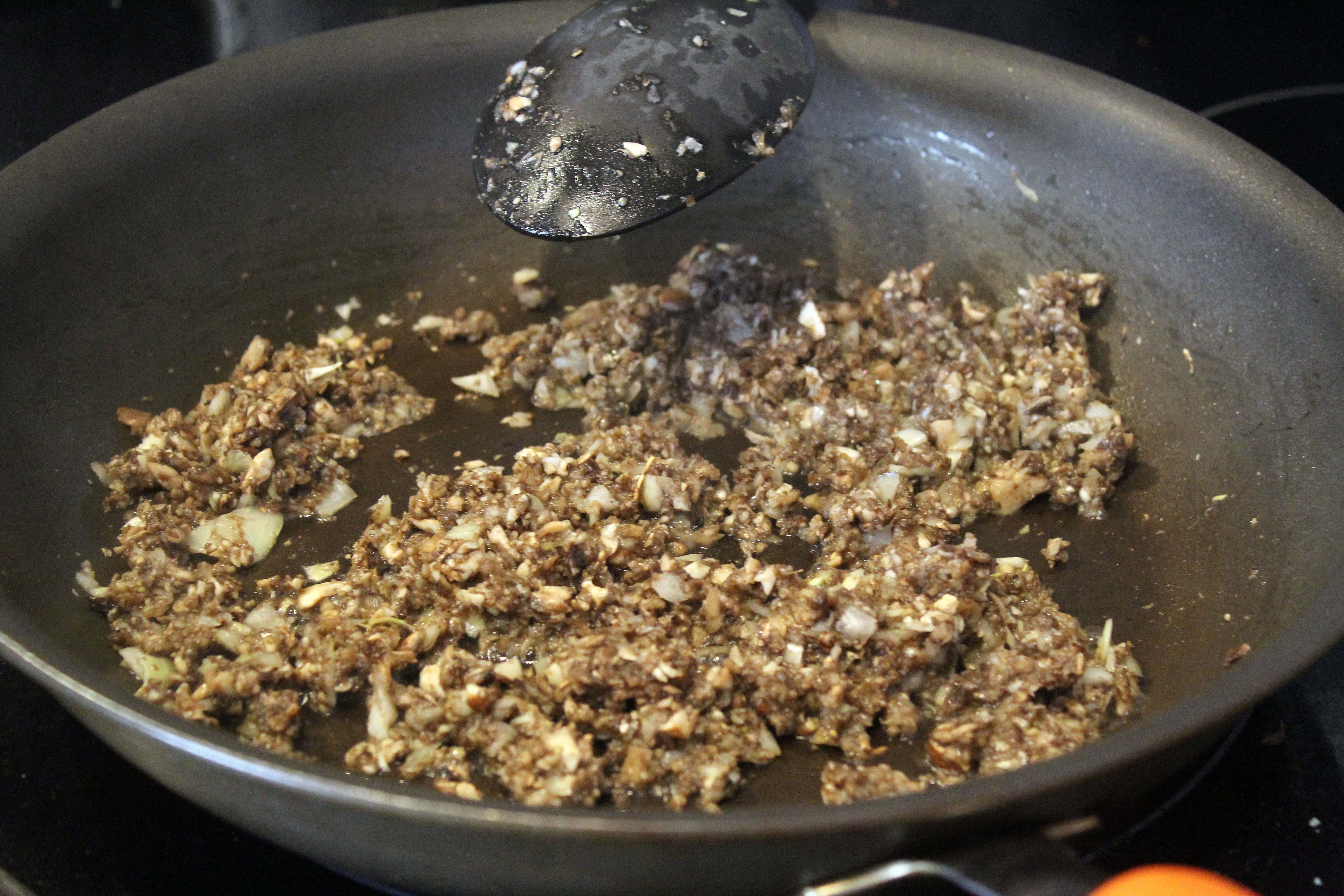 Cook duxelles until wilted