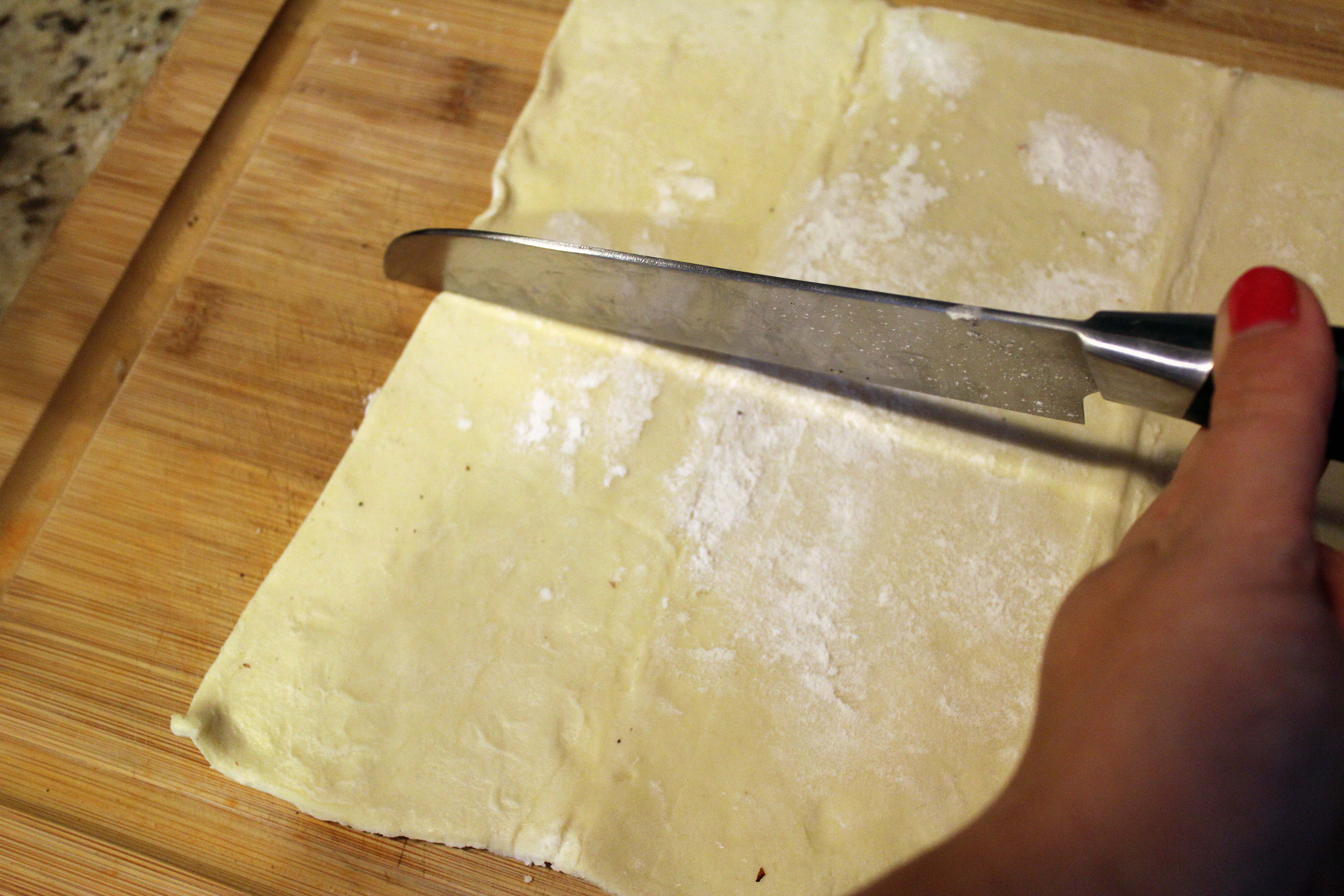 Cut dough in half lengthwise