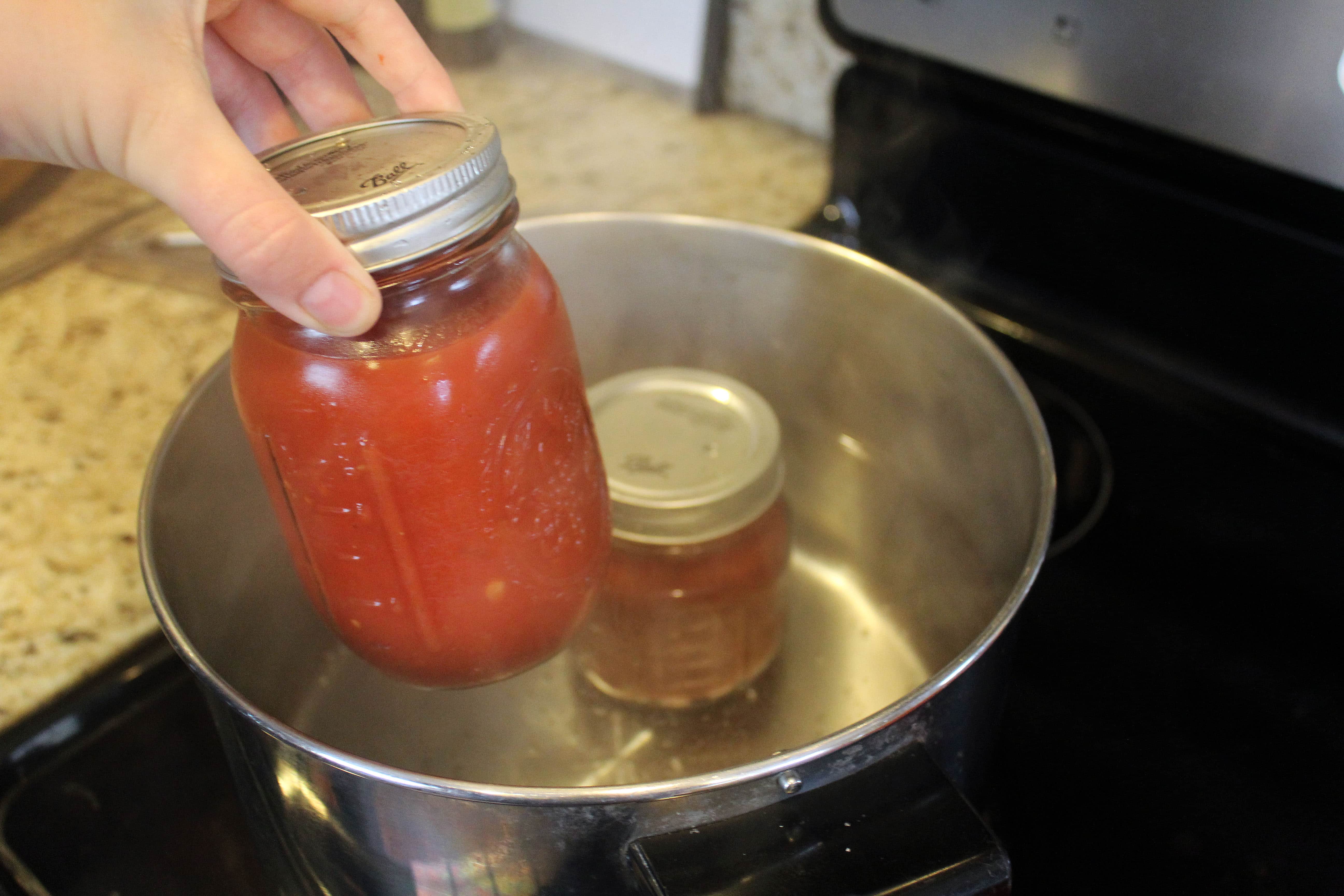 Gently lower jars into simmering water