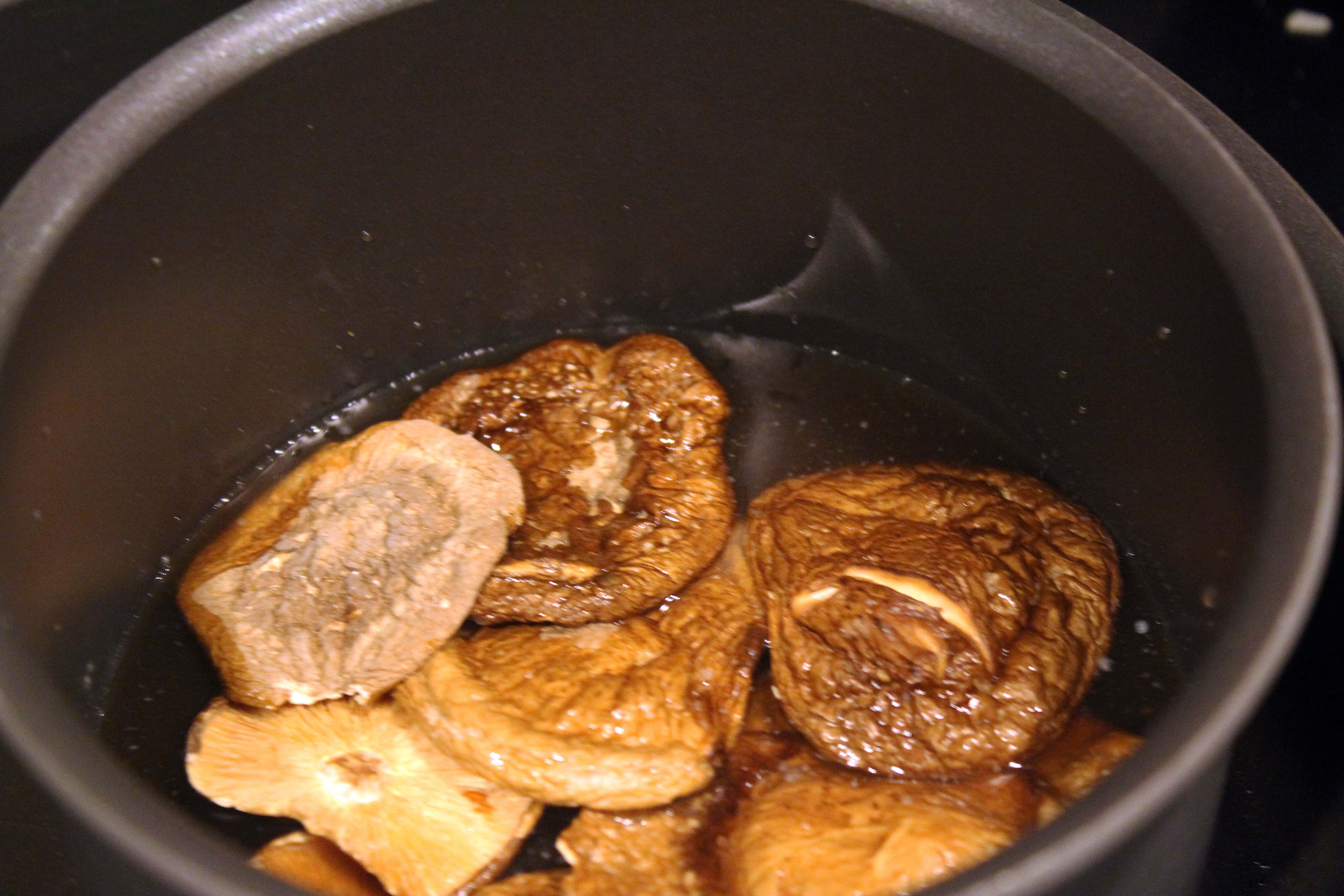 Reconstitute Shiitake if dried