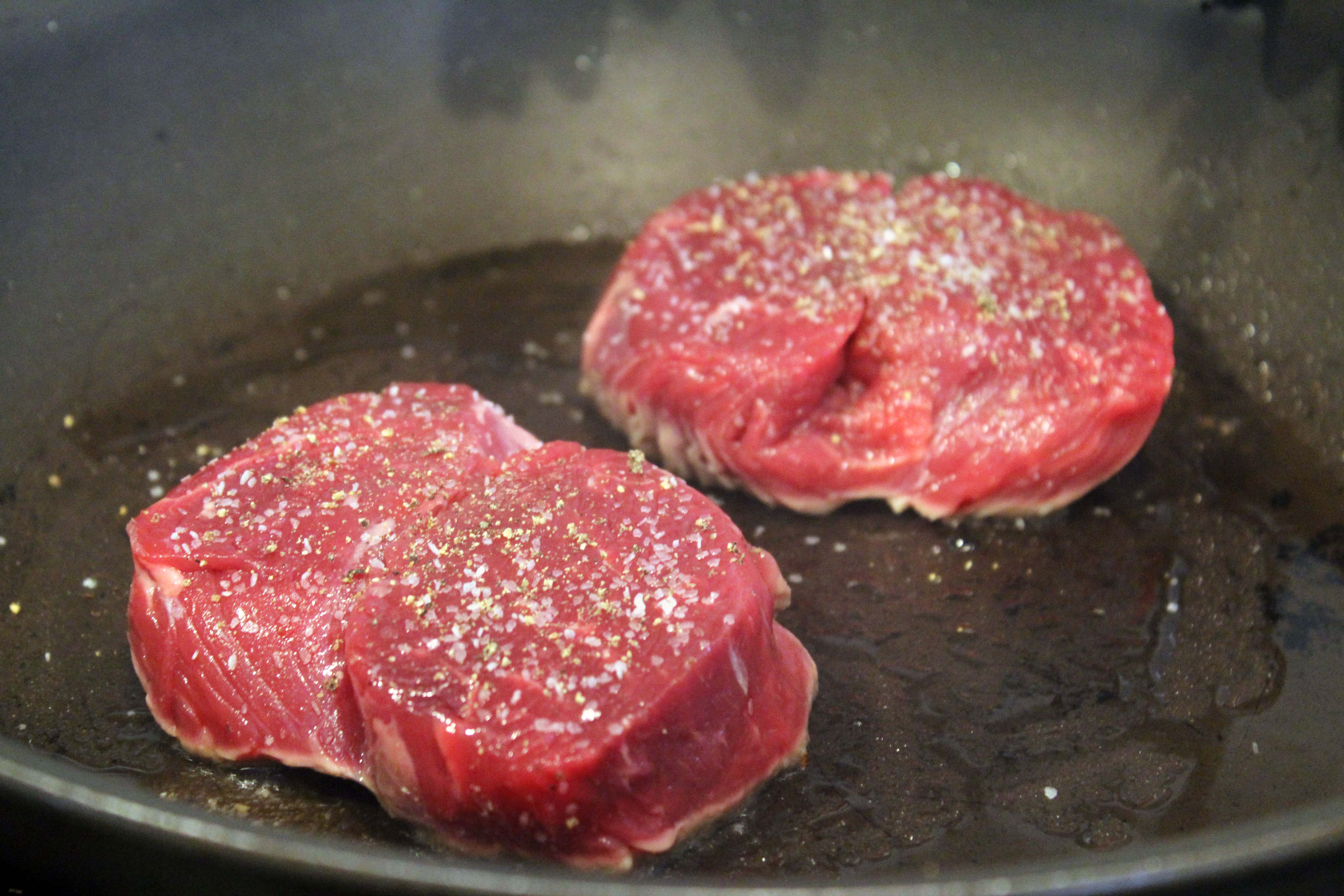 Sear steak in same pan