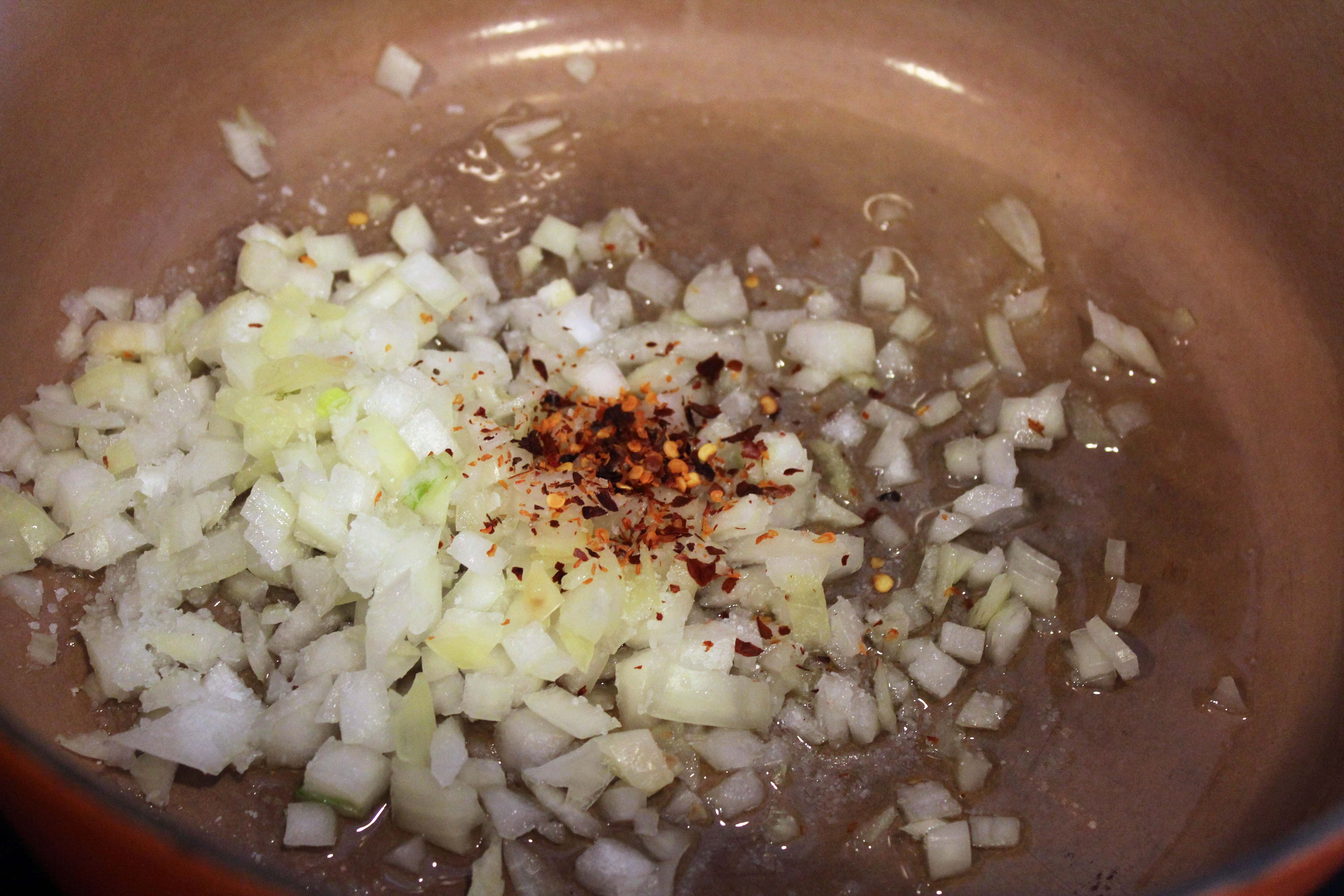 Start onion and crushed red pepper