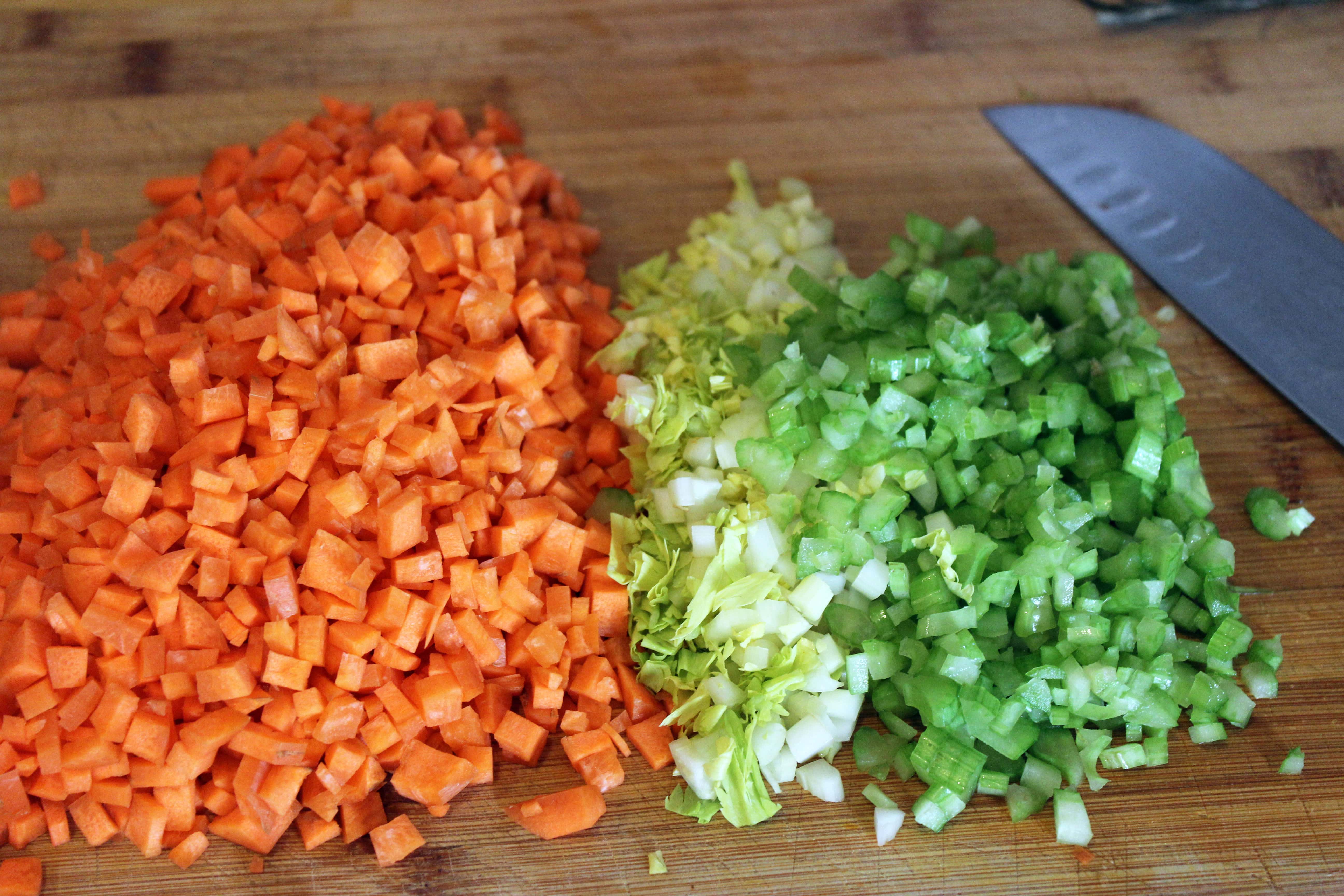 Chopped celery and carrot