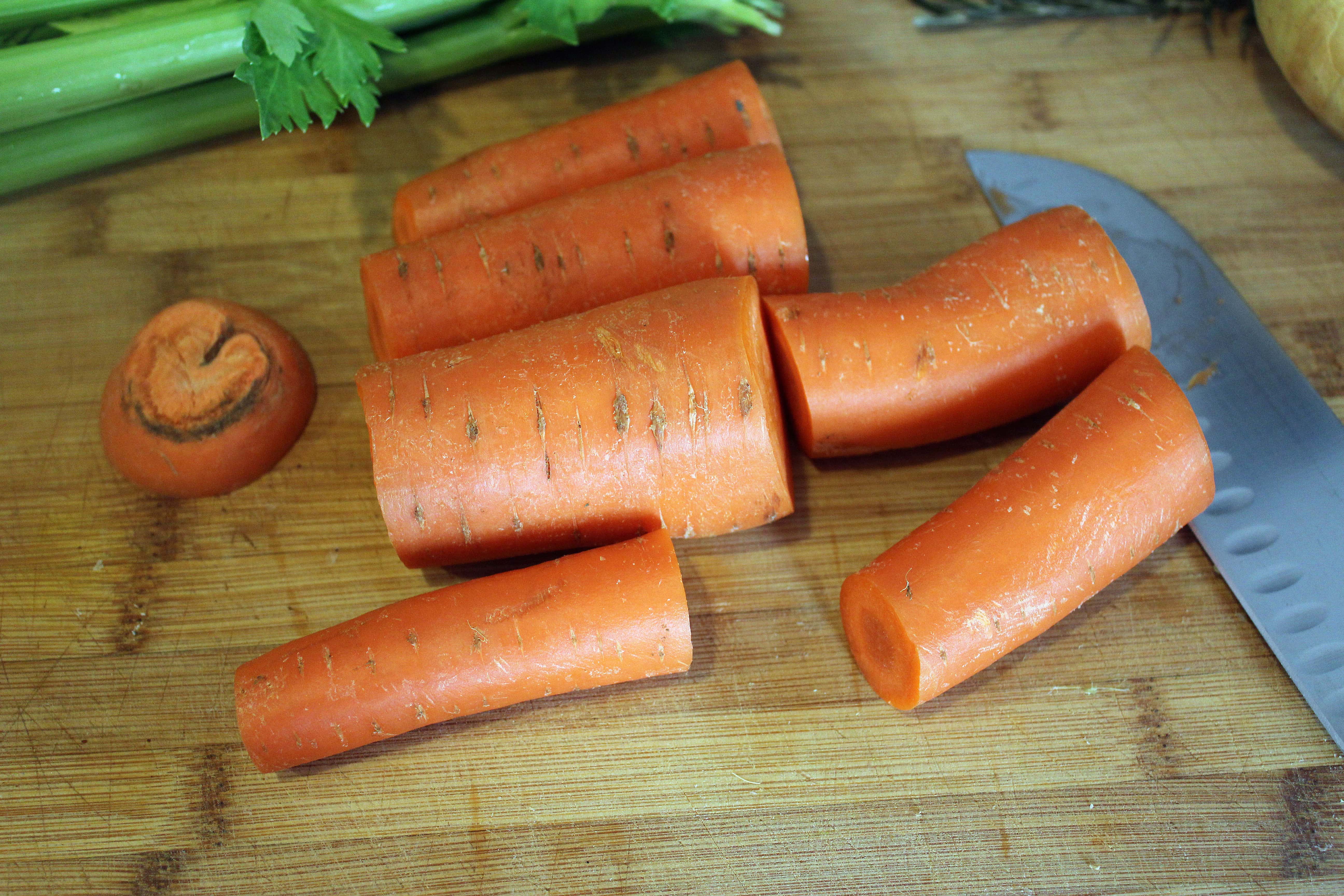 Cut carrots into chunks
