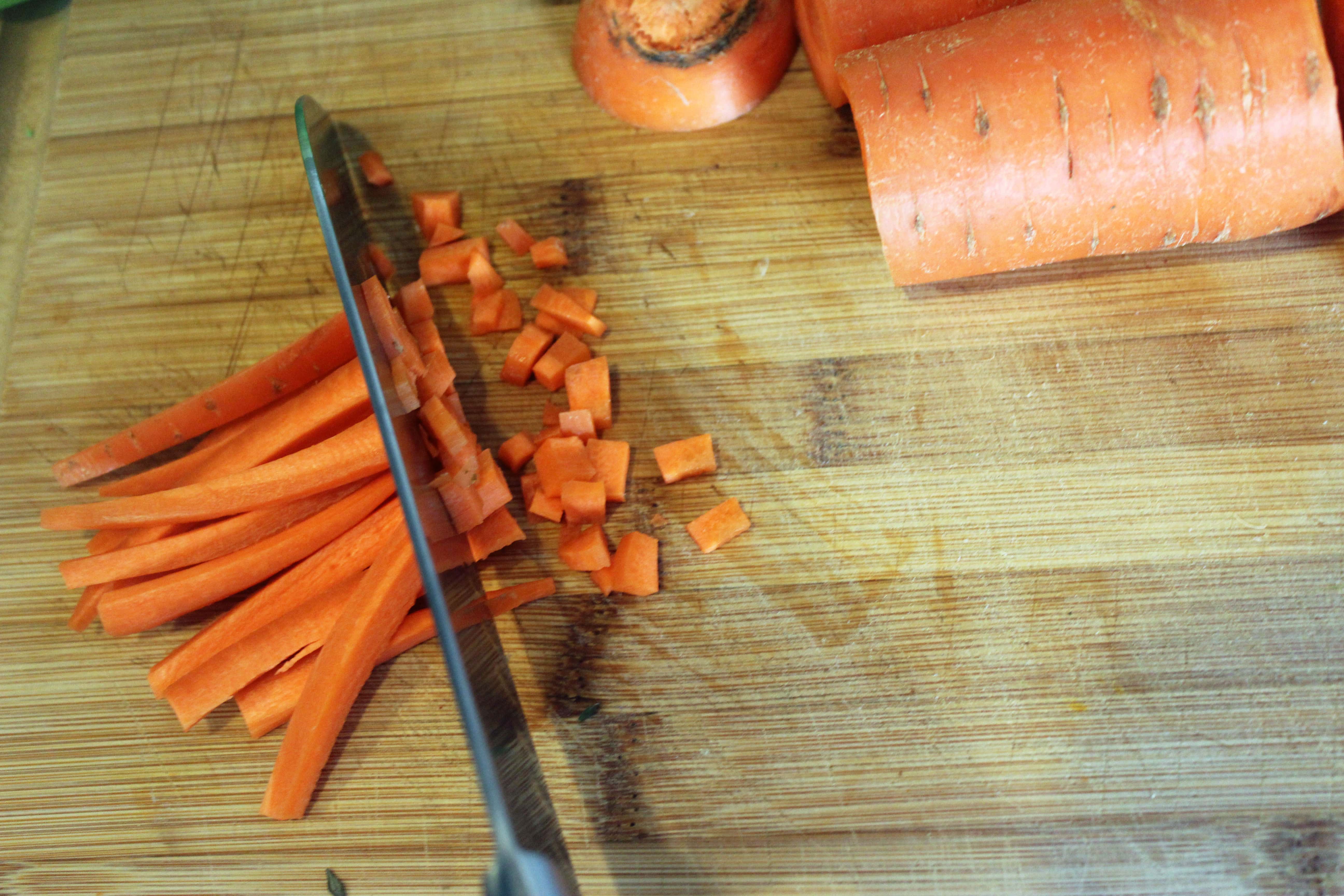 Cut carrots into little bits