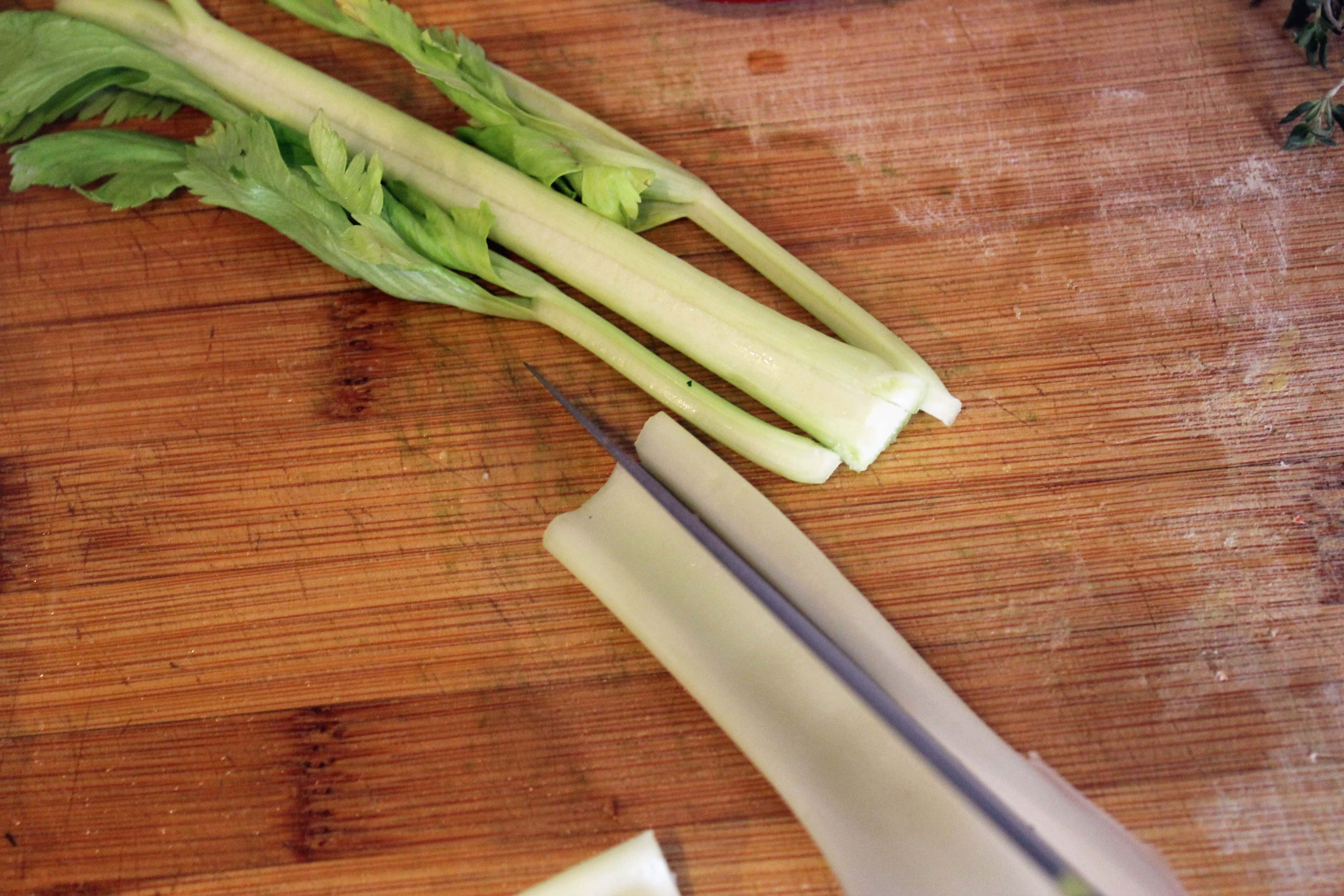 Cut celery into thin strips
