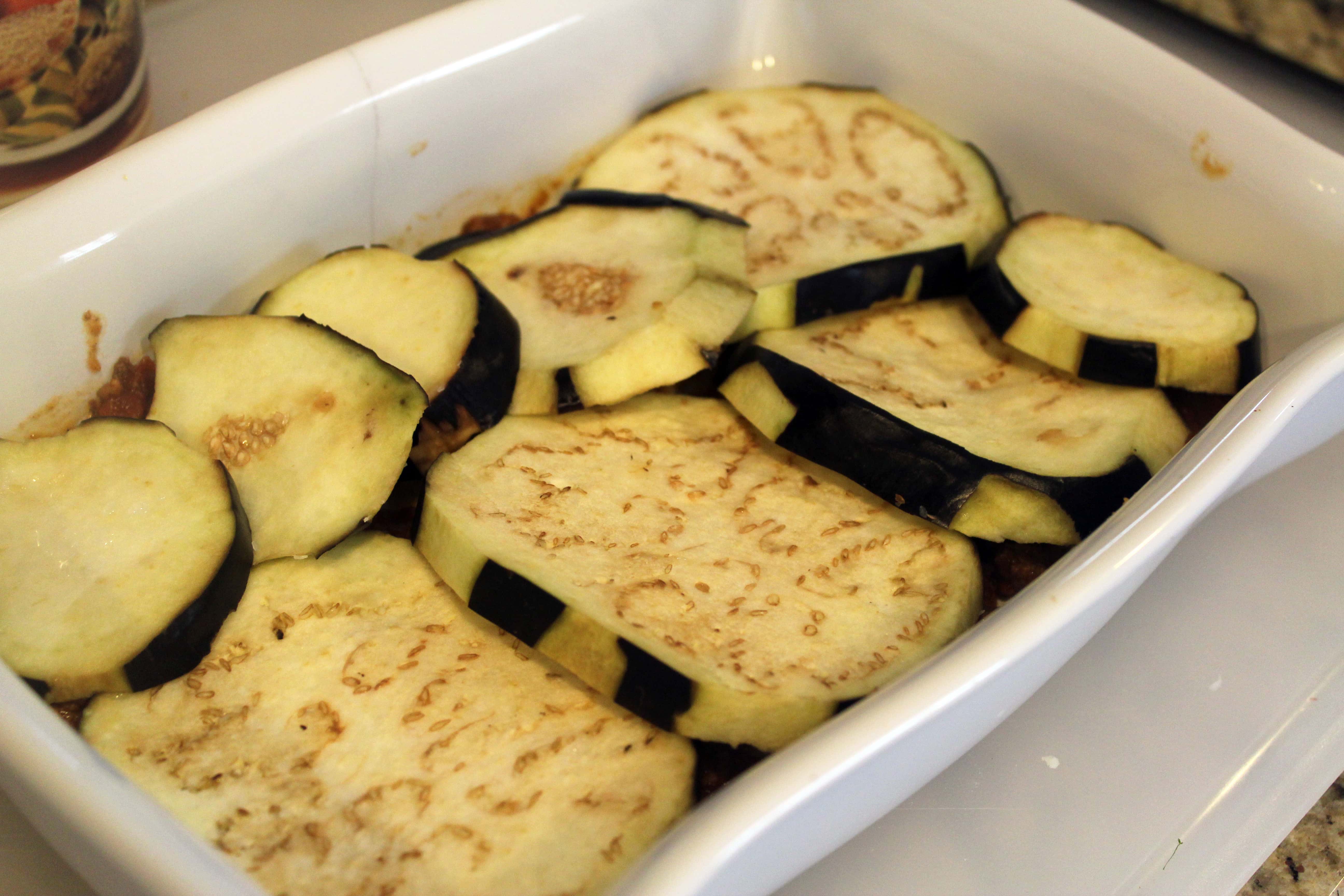 Make bottom eggplant layer