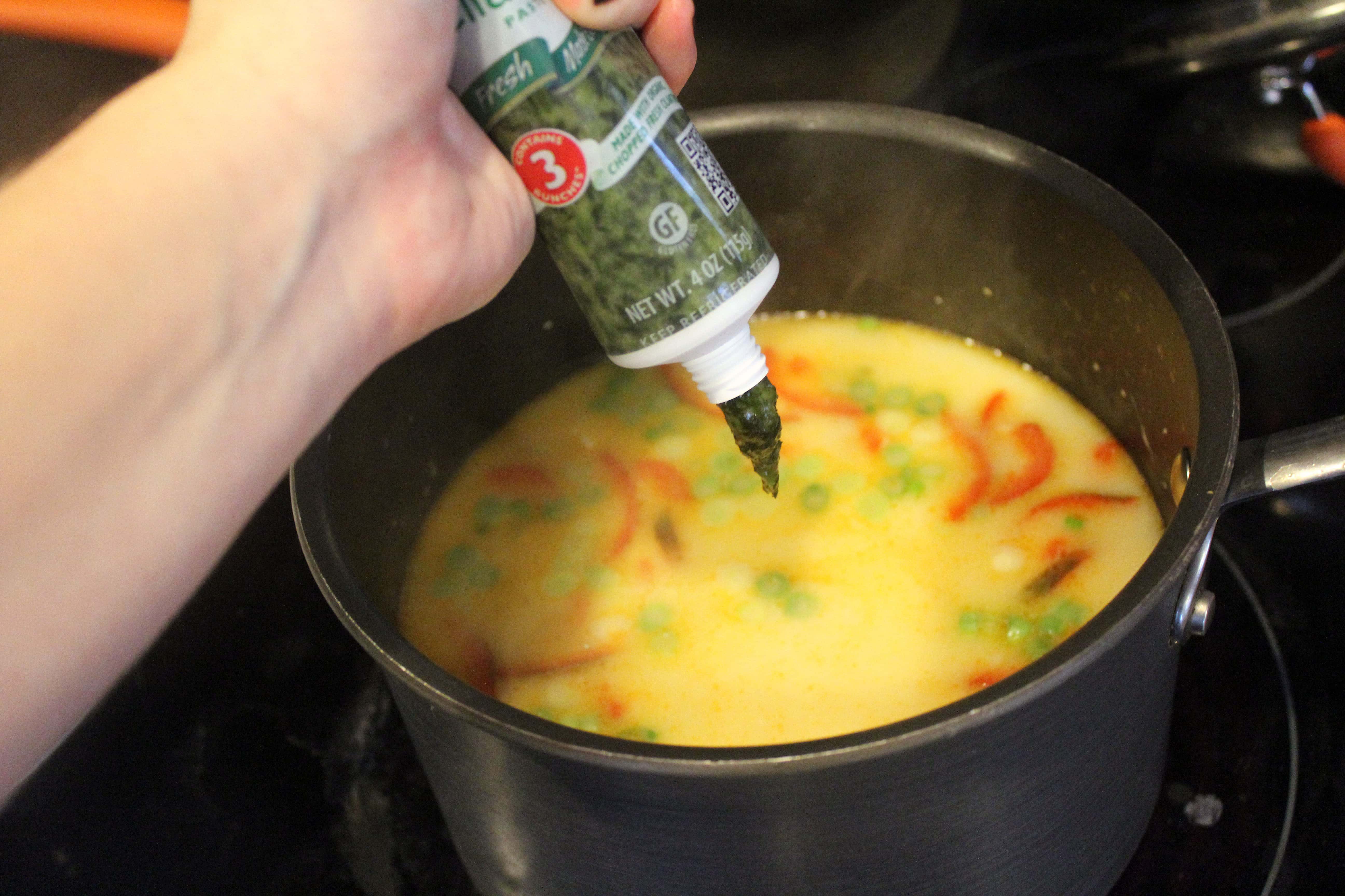 Add cilantro to finished soup