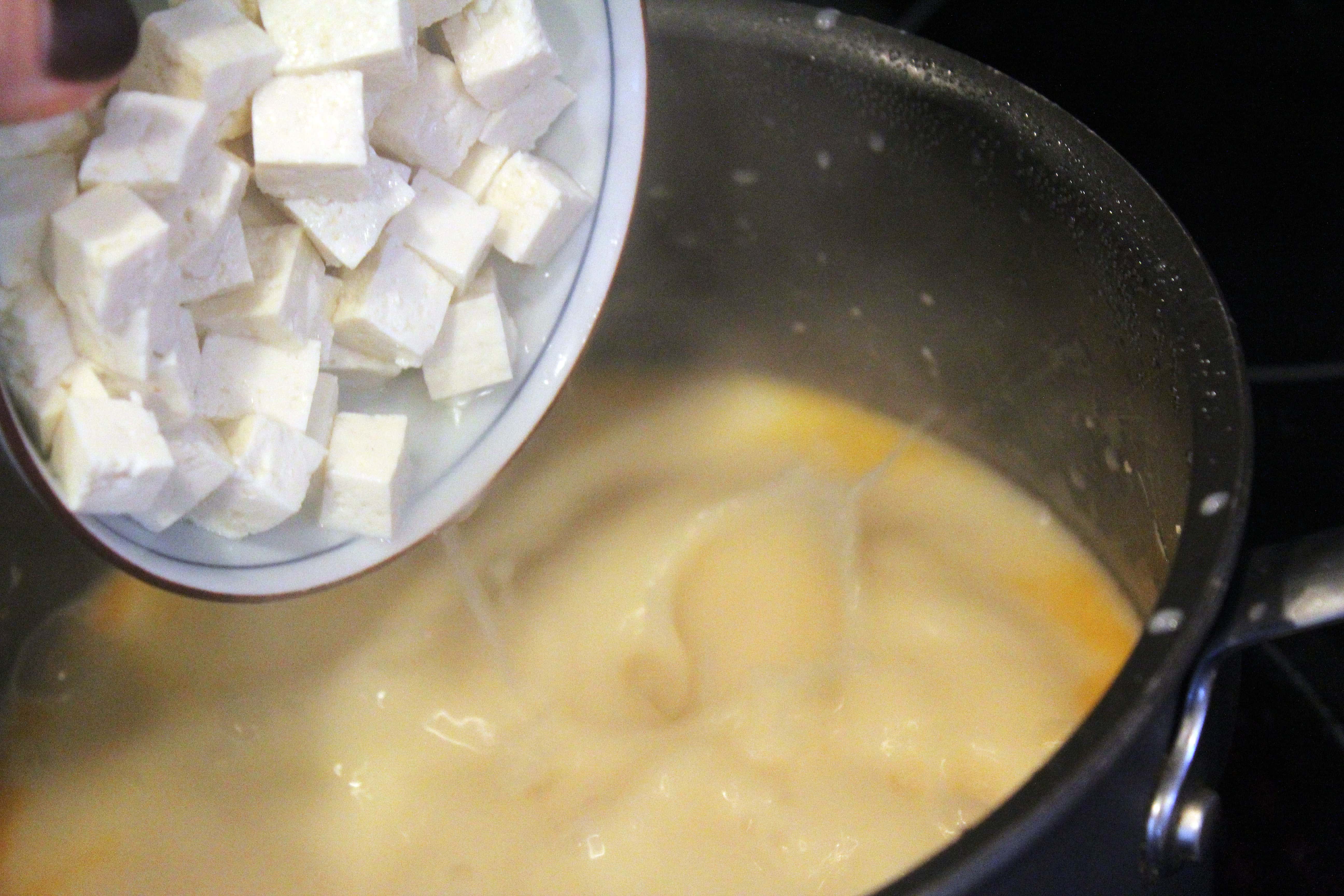 Add tofu to coconut milk mixture