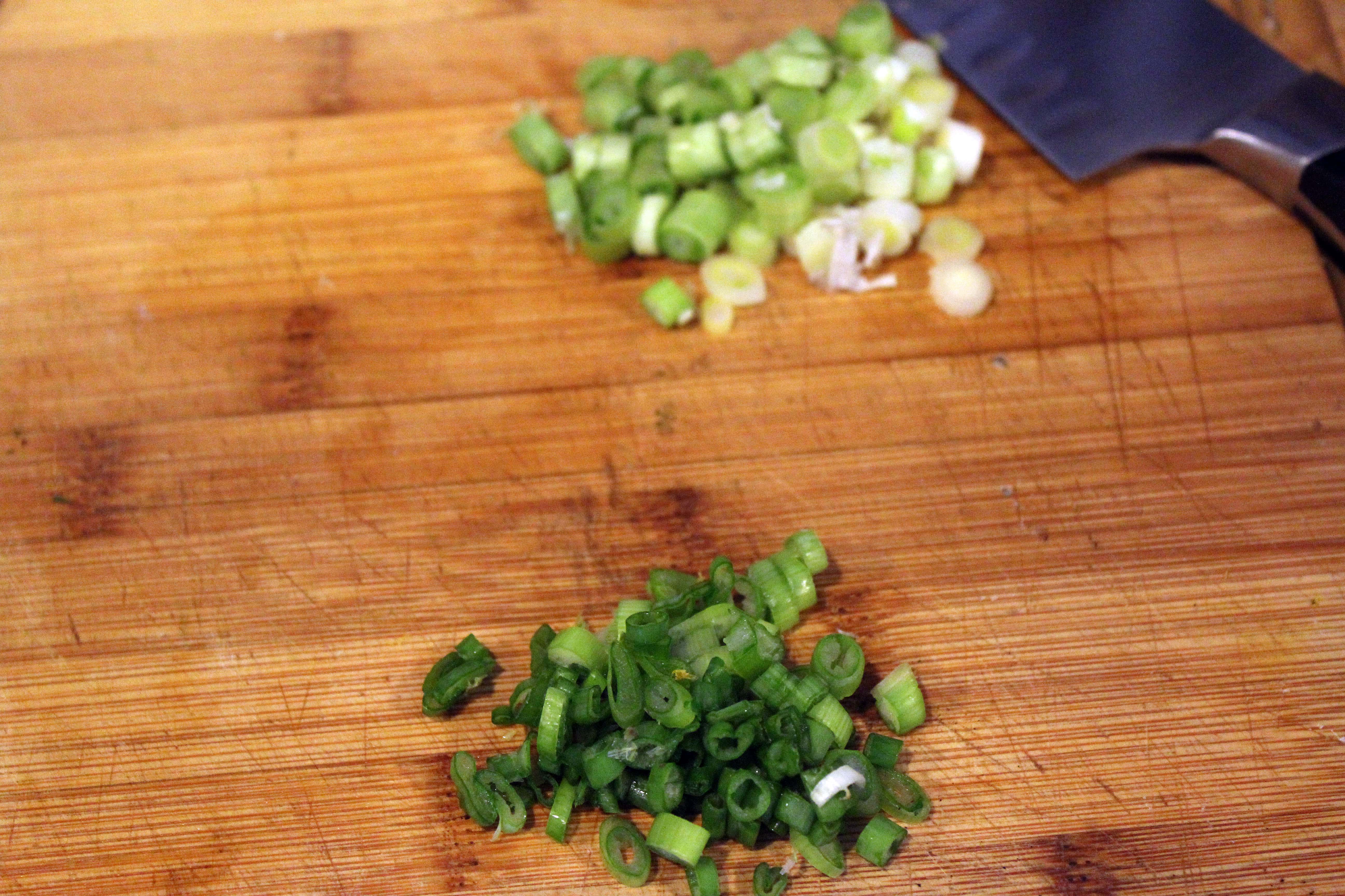 Chop and separate scallions