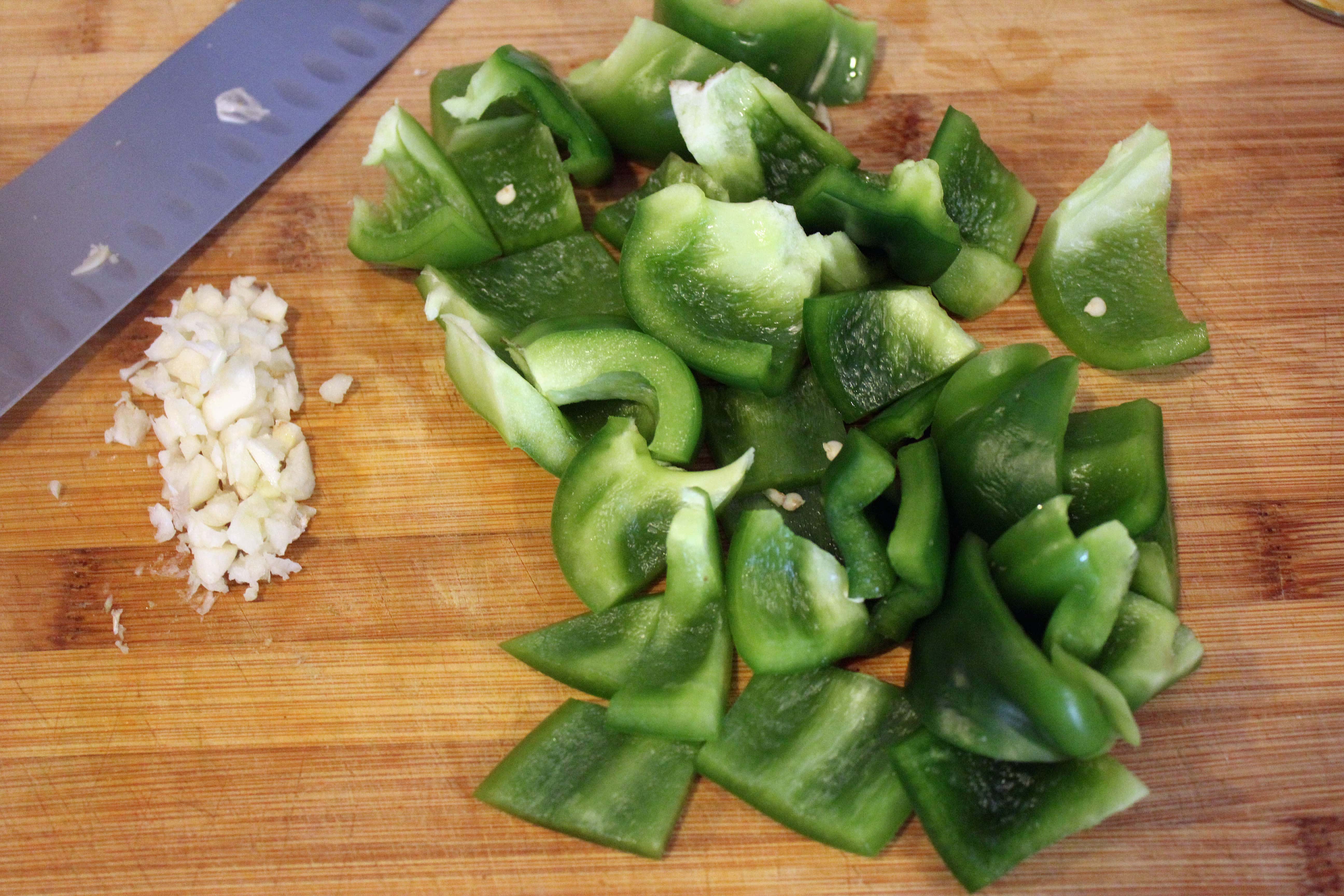 Cut up veggies to prep