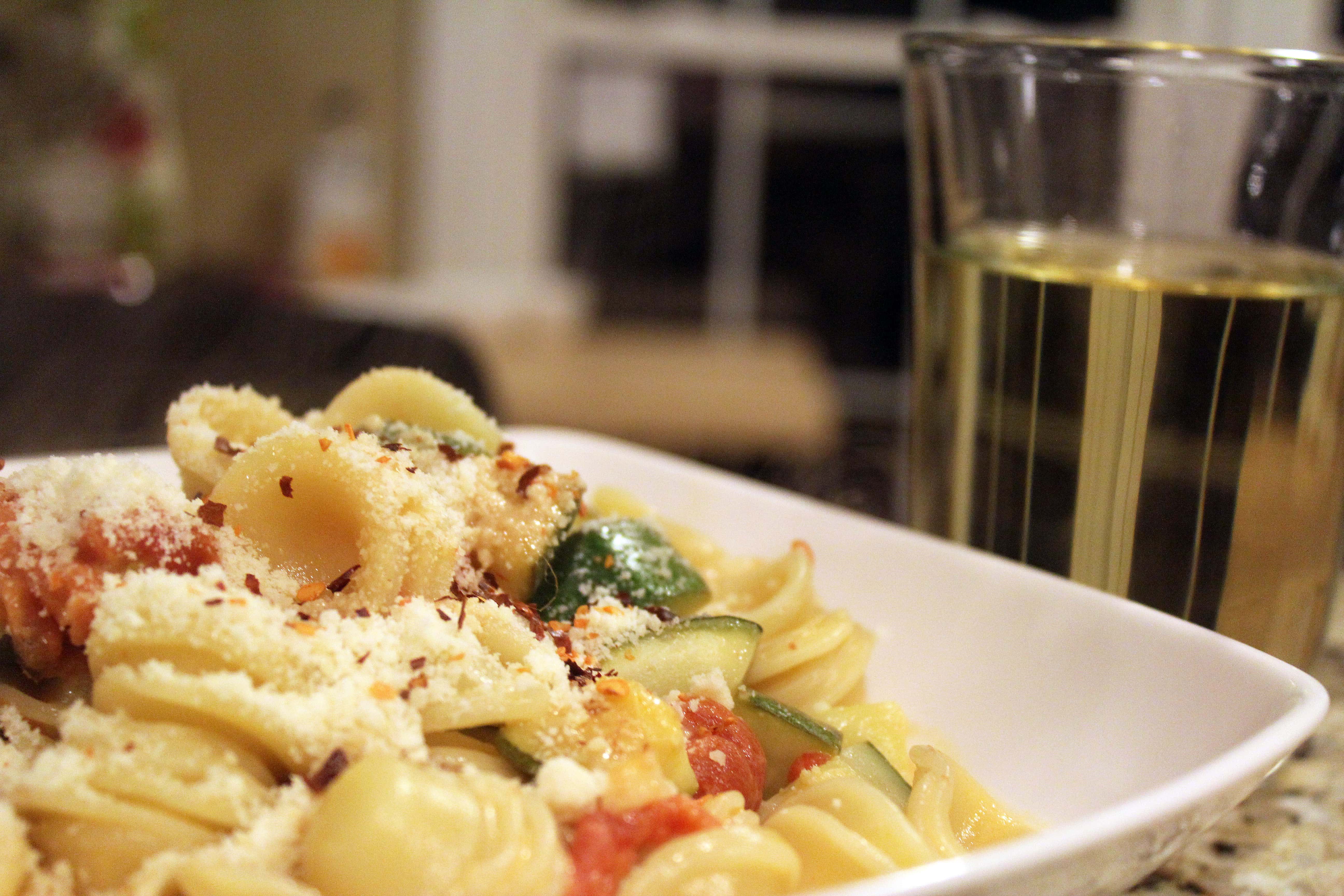 Serve pasta with wine