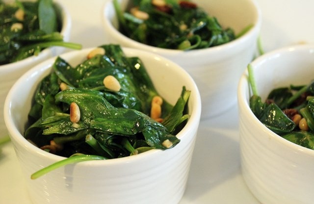 Bowls of spinach