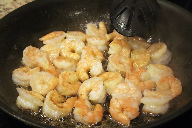 Gently cook shrimp in butter