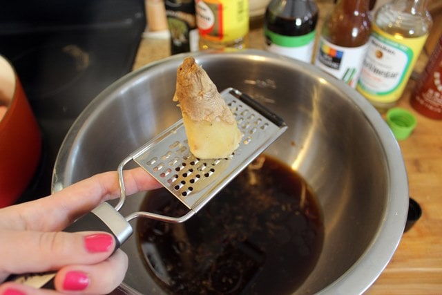 Grate ginger directly into bowl