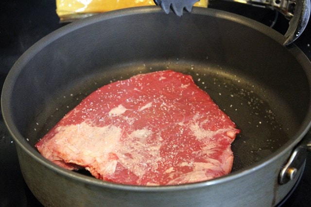 Sear first side of steak