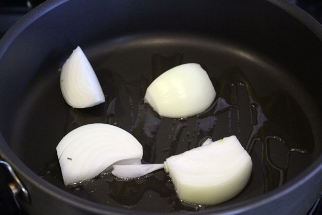 Start onions in pan