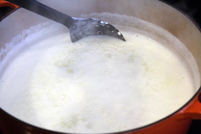 Stir acid into milk mixture