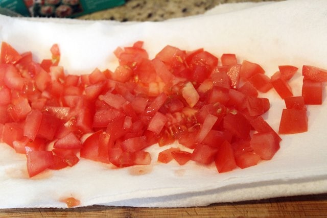 Let chopped tomatoes drain