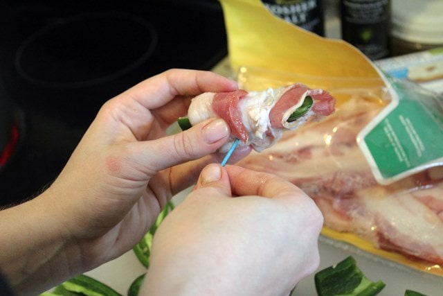 Secure bacon with a toothpick