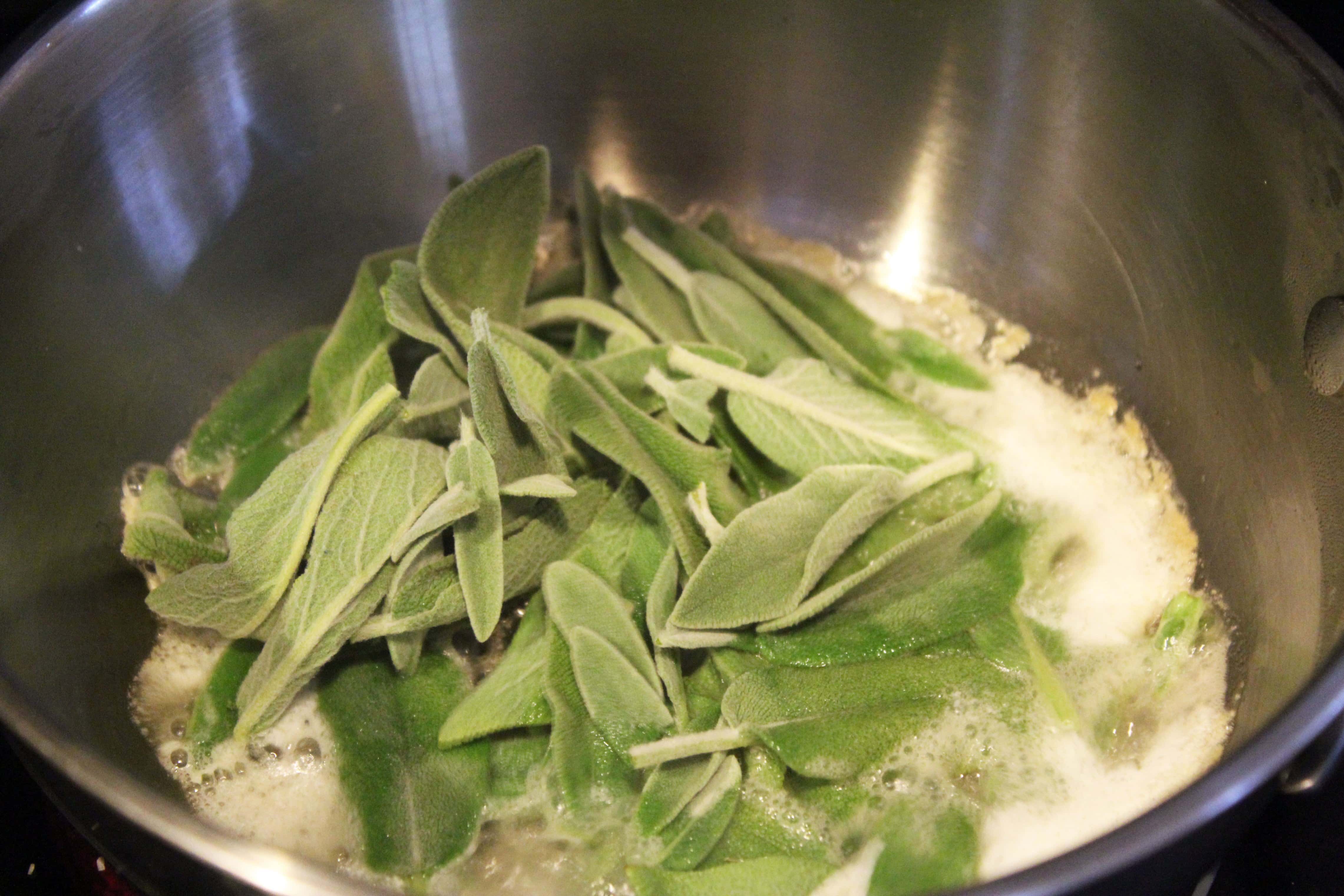 Start sage leaves with butter