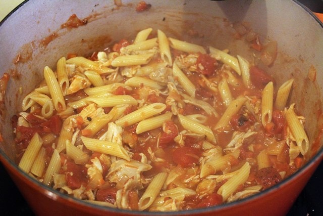 Stir sauce into pasta