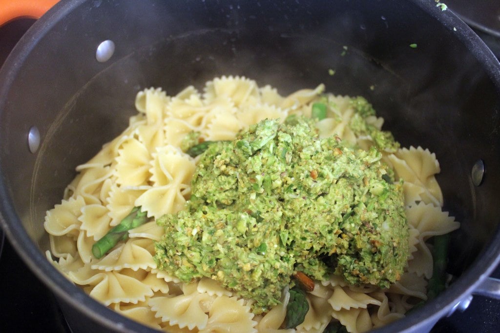 Add pasta and pesto to pot