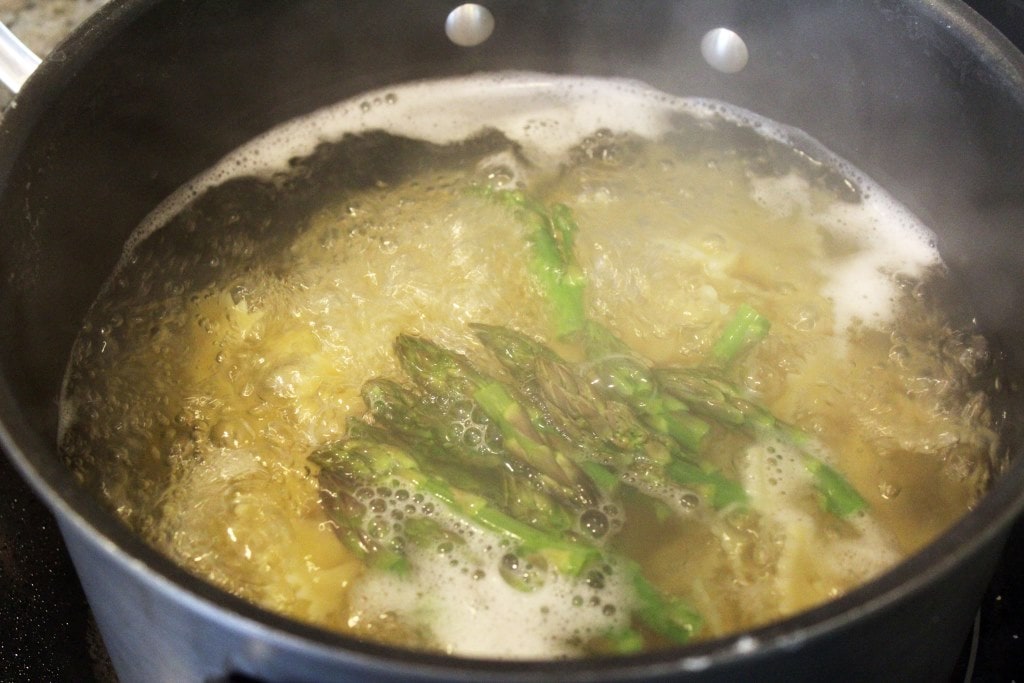 Boil asparagus right at the end