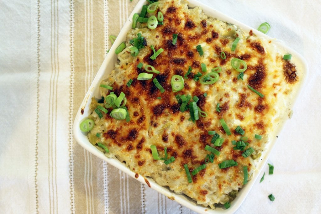 Broiled casserold topped with scallion