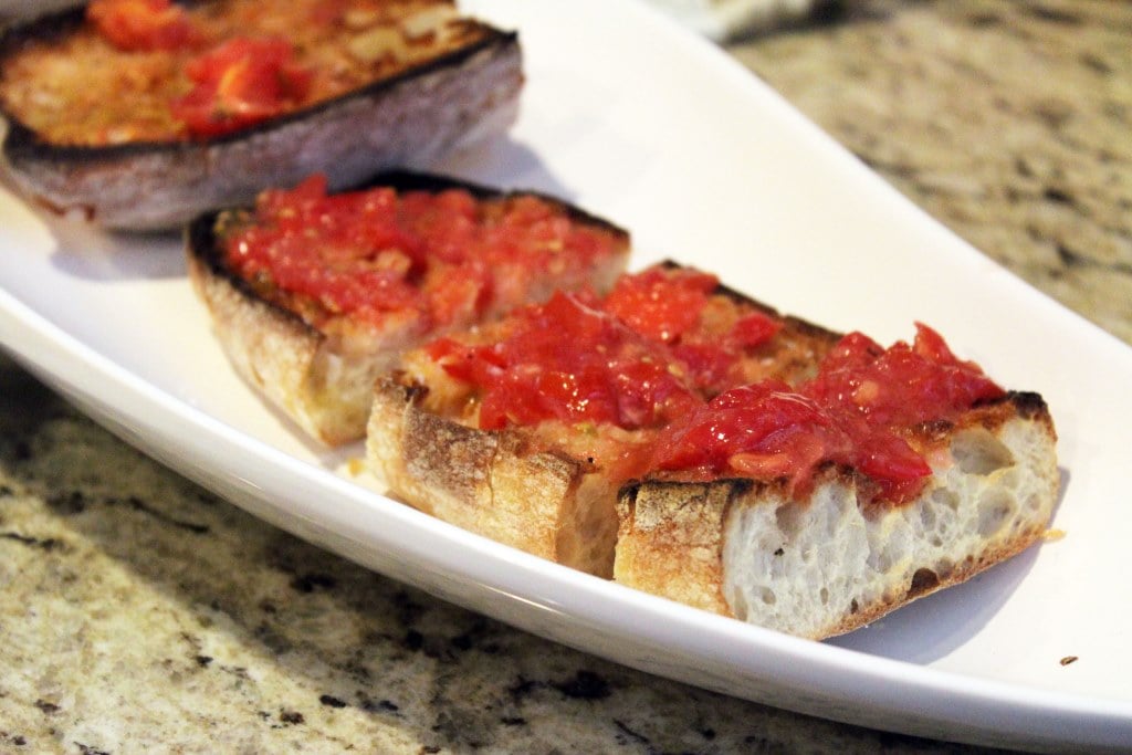 Crusty bread topped with extra tomato