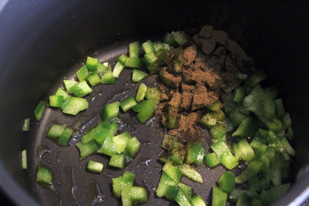 Start green pepper with cumin