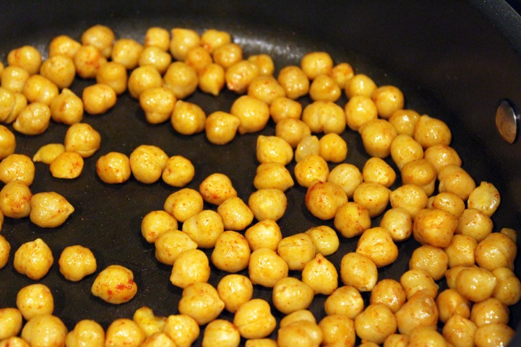 Toast chick peas until lightly golden