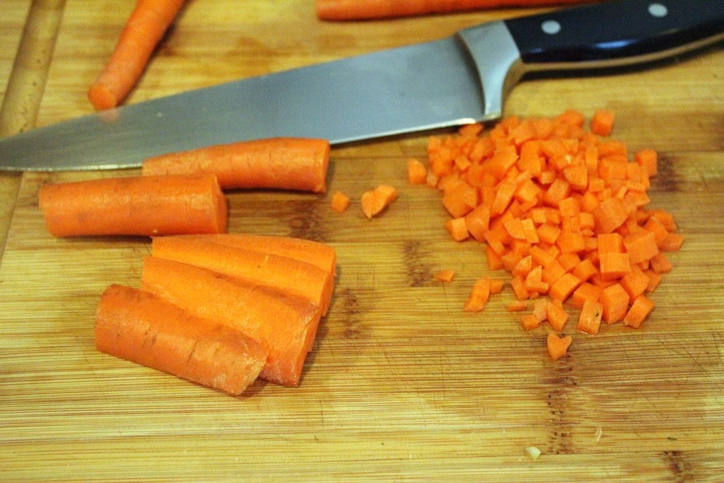 Cut carrots into planks