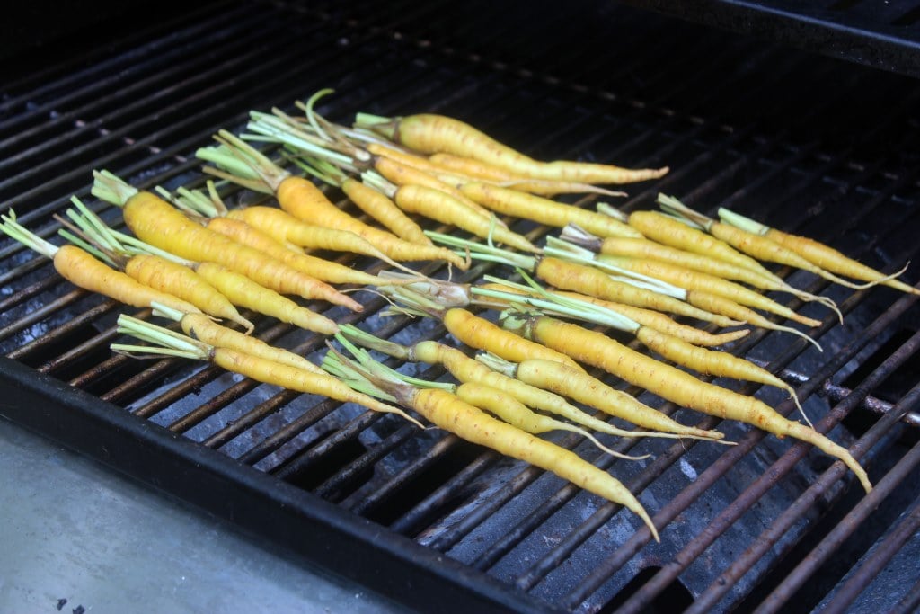 Start carrots on grill