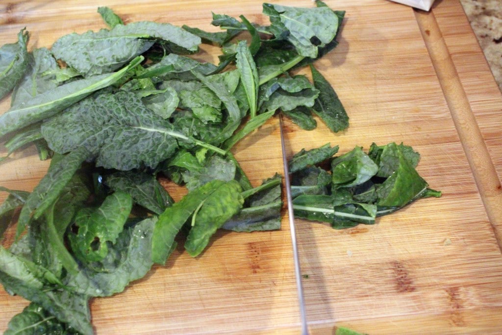 Thinly slice kale