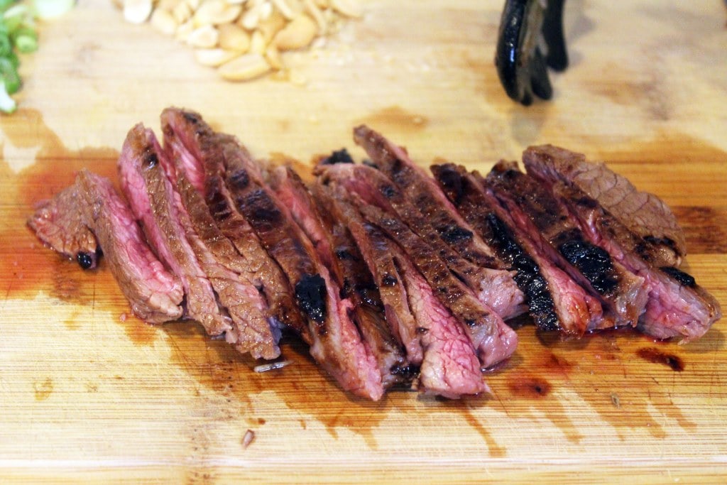 Thinly slice steak once cooled