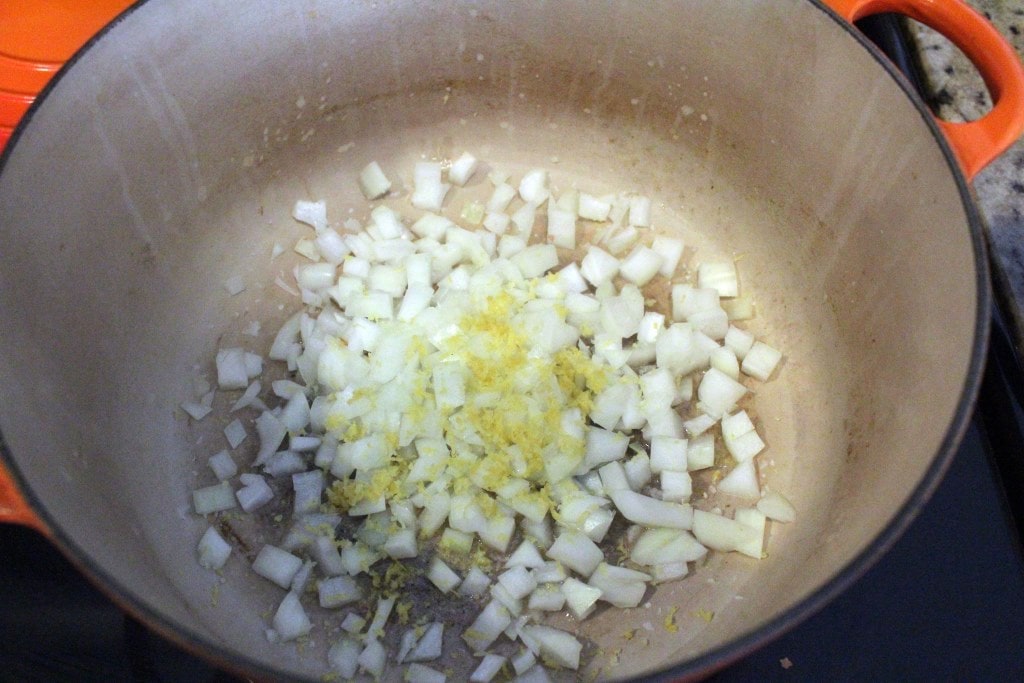 Start onion and zest