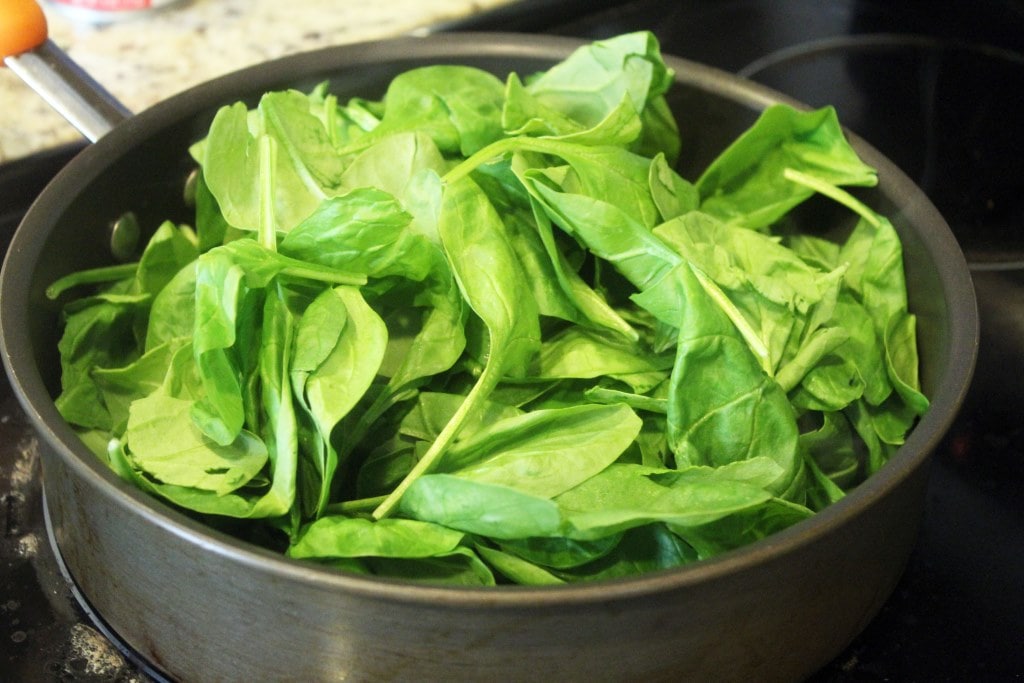 Start spinach in pan