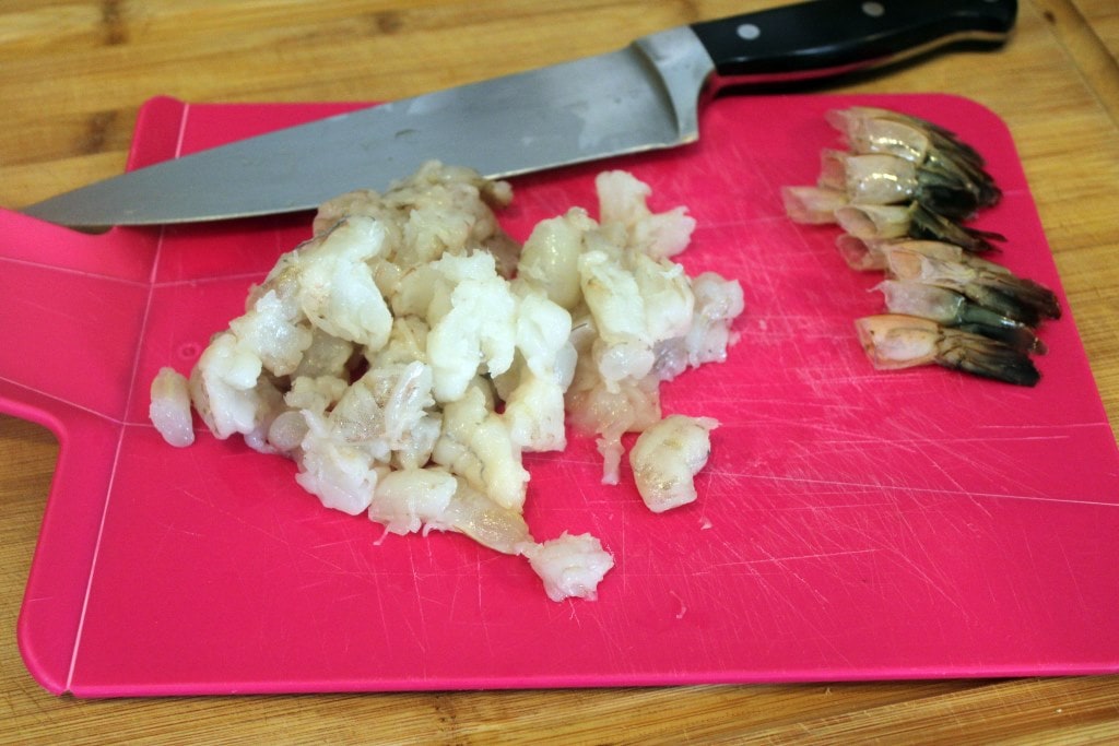 coarsely chop shrimp