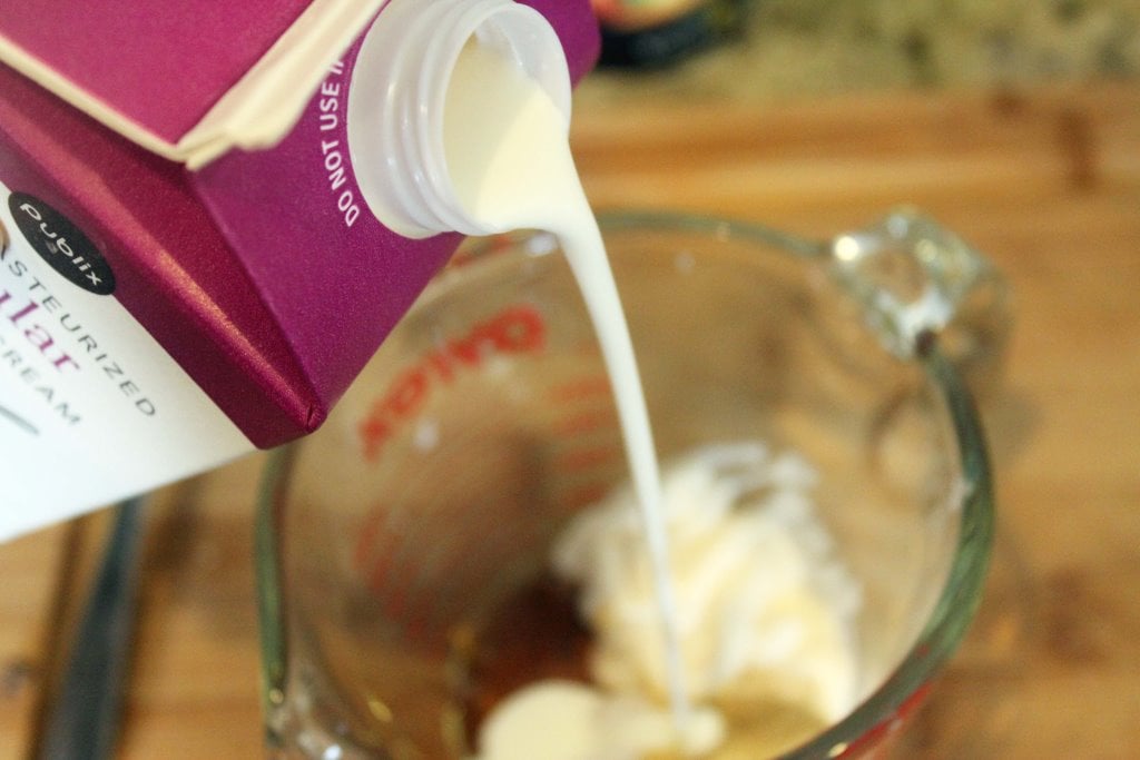 Add cream to other sauce ingredients