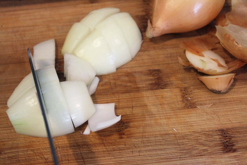 Cut onion into large chunks