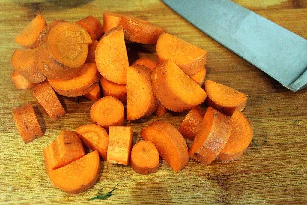 Cut carrots into chunks