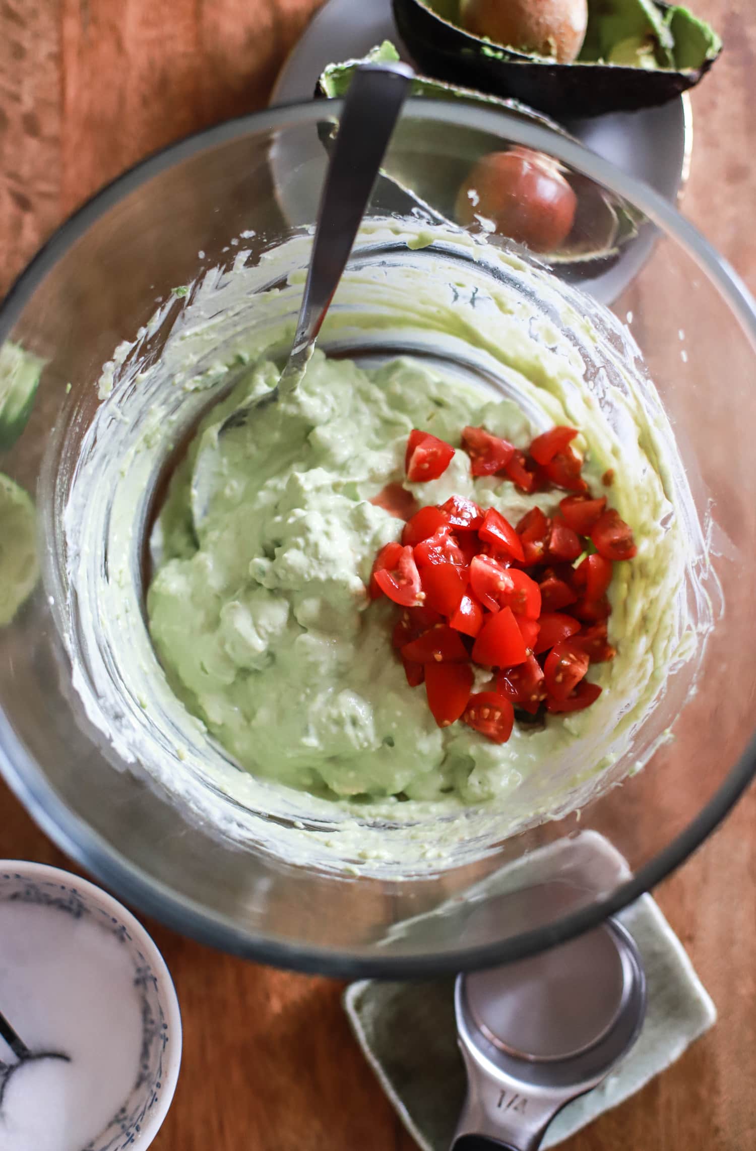Tomatoes Added To Sour Cream Guacamole