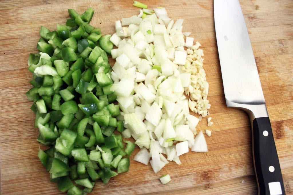 chopped onion and bell pepper