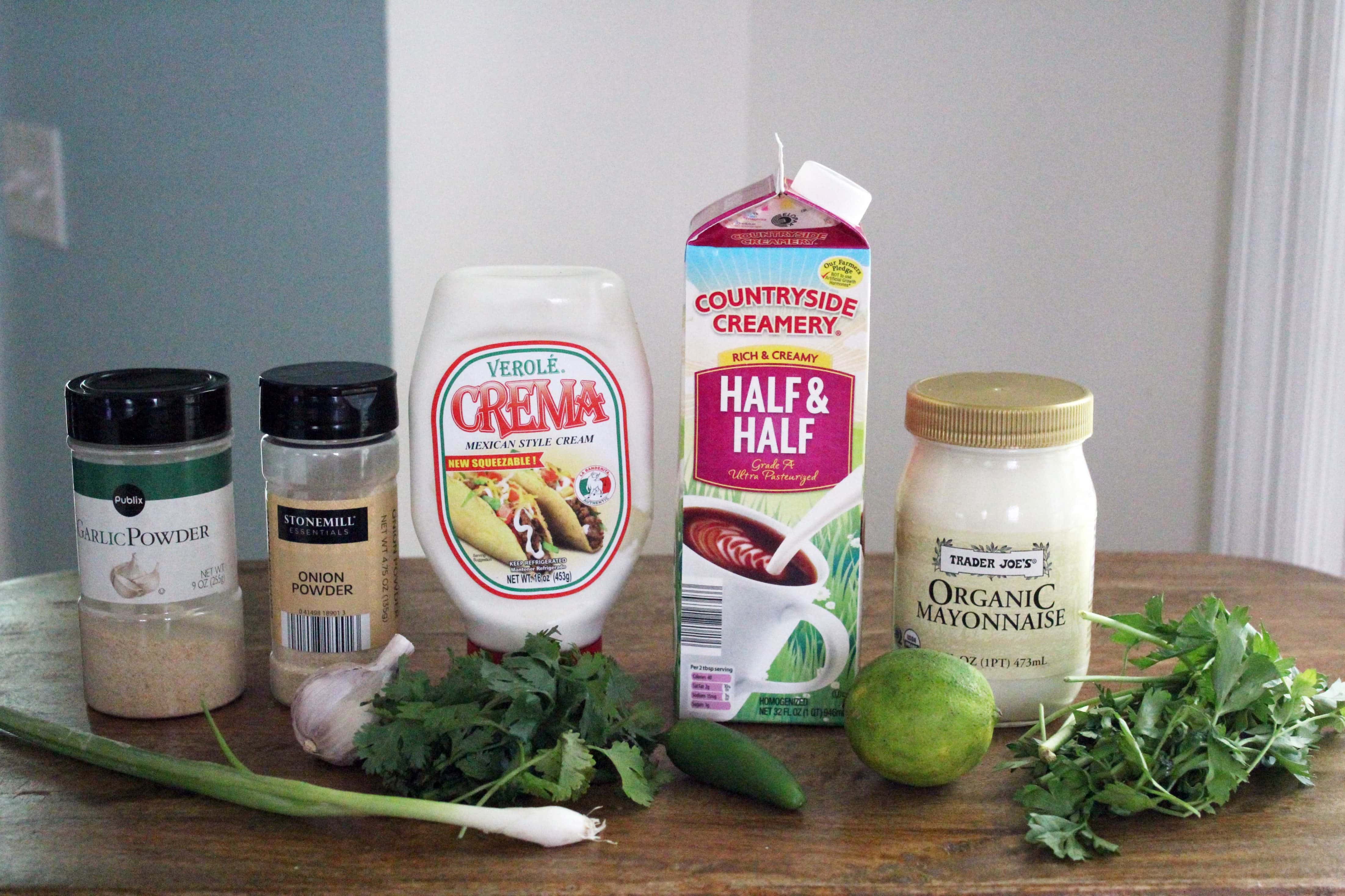 ingredients for creamy jalapeno ranch like Chuy's restaurant. 