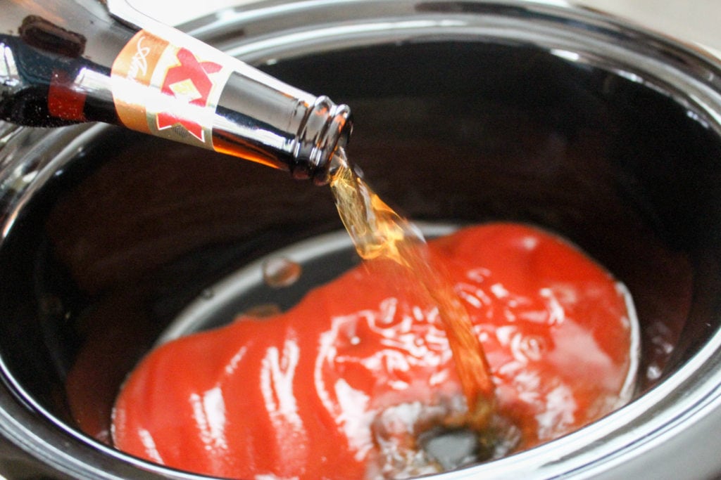 beer and tomato sauce for slow cooker shredded beef