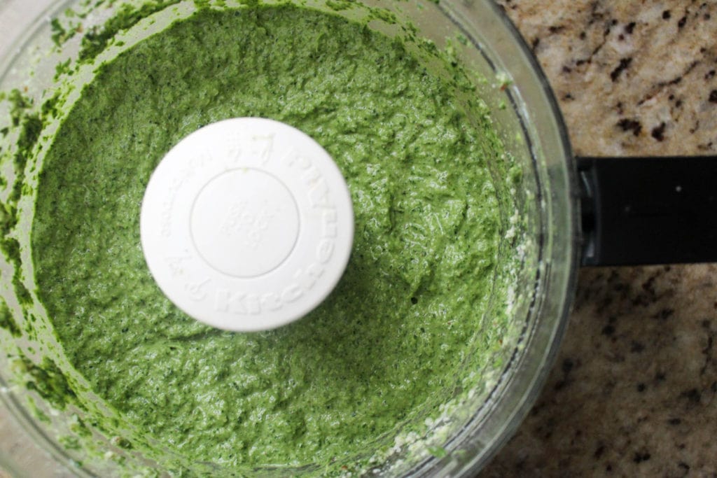 food processor with carrot top pesto