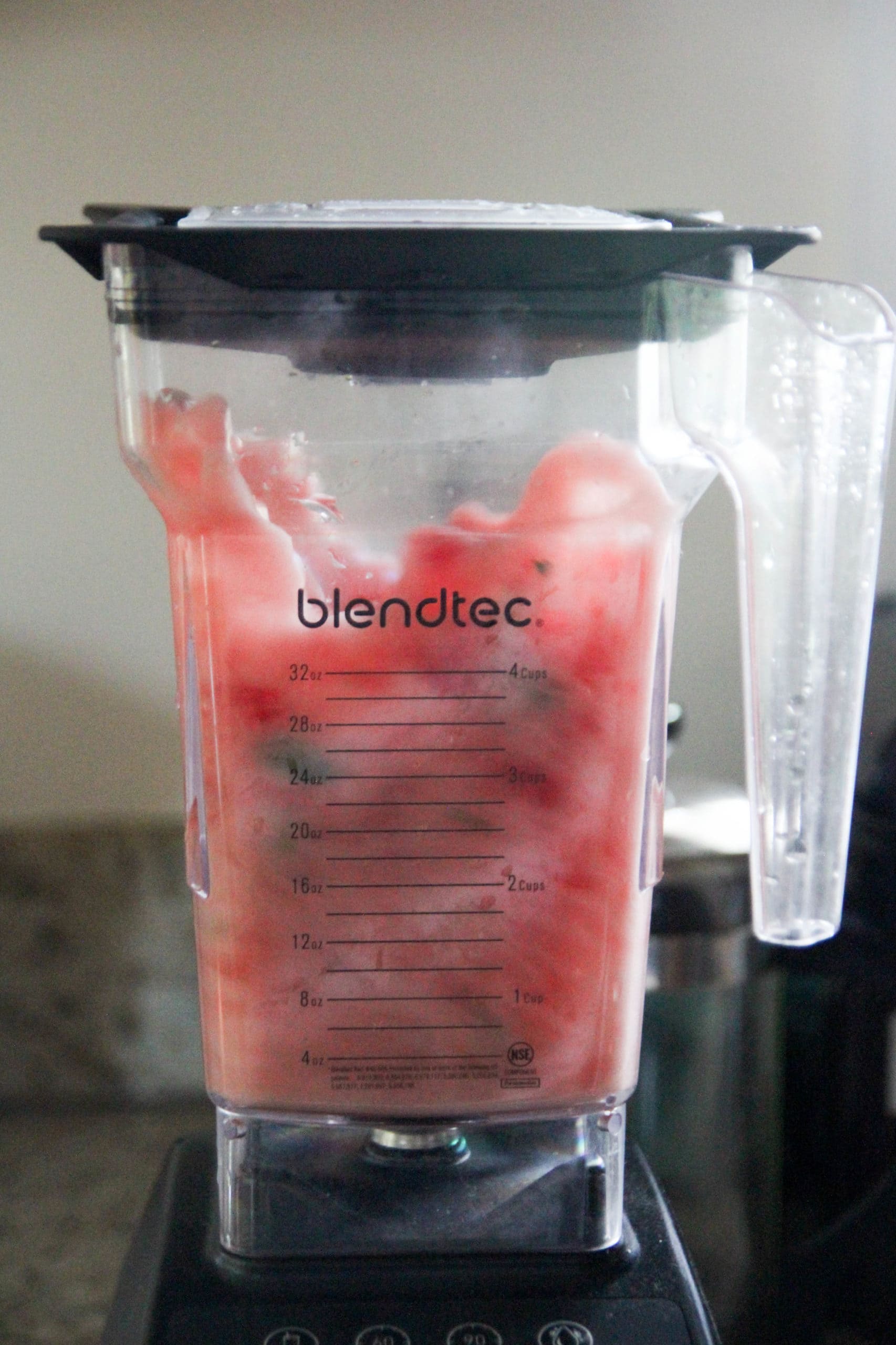 blender in use blending up watermelon juice